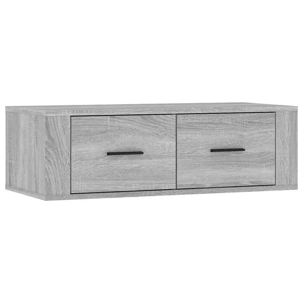 Hanging TV Cabinet Grey Sonoma Wall-Mounted Media Storage Unit Engineered Wood 80 x 36 x 25 cm
