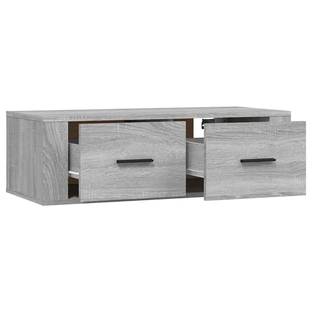 Hanging TV Cabinet Grey Sonoma Wall-Mounted Media Storage Unit Engineered Wood 80 x 36 x 25 cm