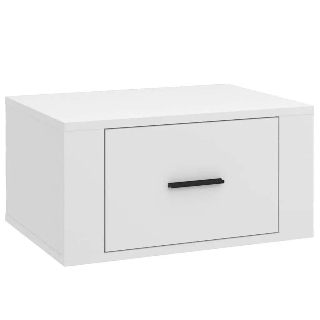 Wall-mounted Bedside Cabinet White Floating Storage Organizer 50x36x25 cm