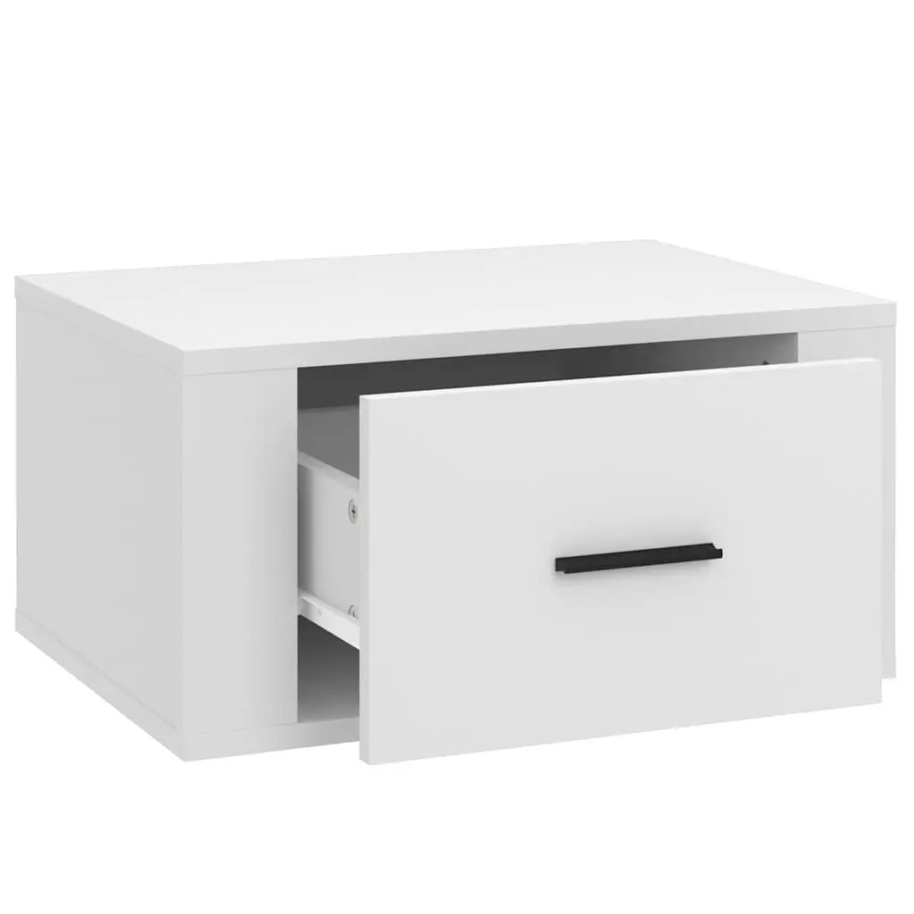 Wall-mounted Bedside Cabinet White Floating Storage Organizer 50x36x25 cm