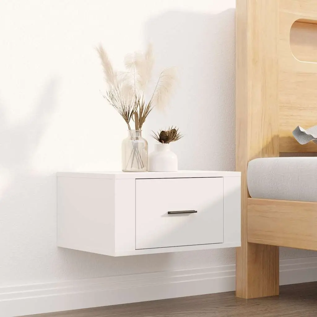 Wall-mounted Bedside Cabinets 2 pcs White Floating Storage Organiser 50x36x25 cm