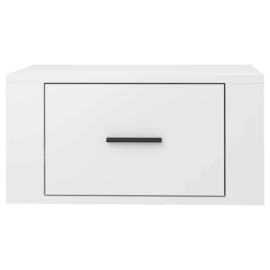 Wall-mounted Bedside Cabinet White High Gloss Floating Storage 50 x 36 x 25 cm