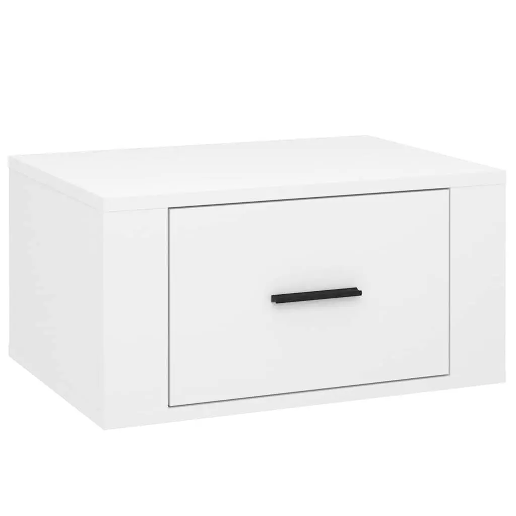Wall-mounted Bedside Cabinets White Floating Storage Organiser 50 x 36 x 25 cm 2 Piece