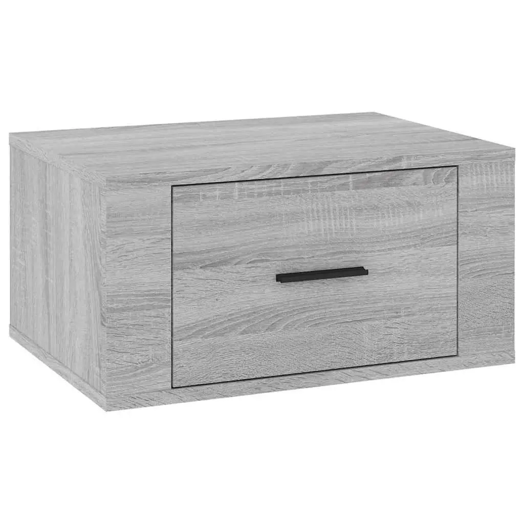 Wall-mounted Bedside Cabinet Grey Sonoma Floating Storage 50W x 36H x 25D cm