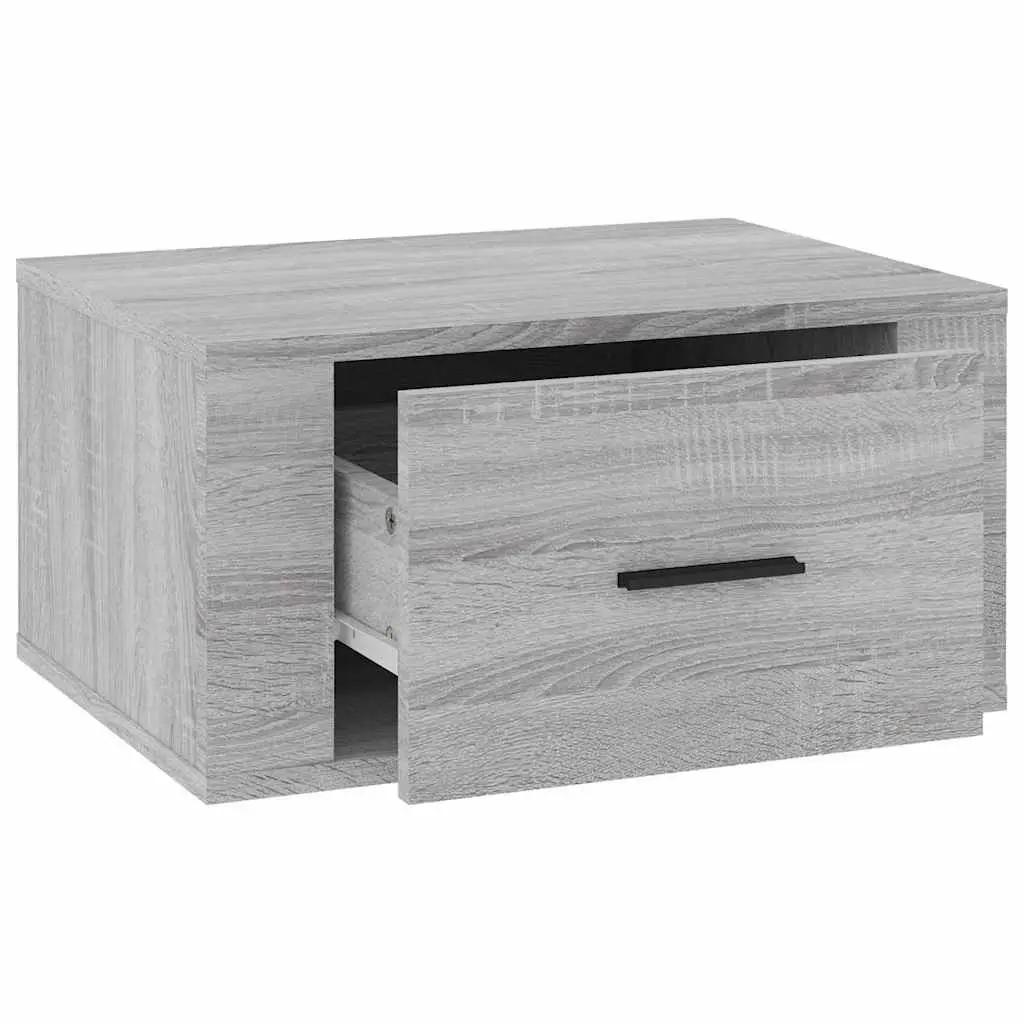 Wall-mounted Bedside Cabinet Grey Sonoma Floating Storage 50W x 36H x 25D cm
