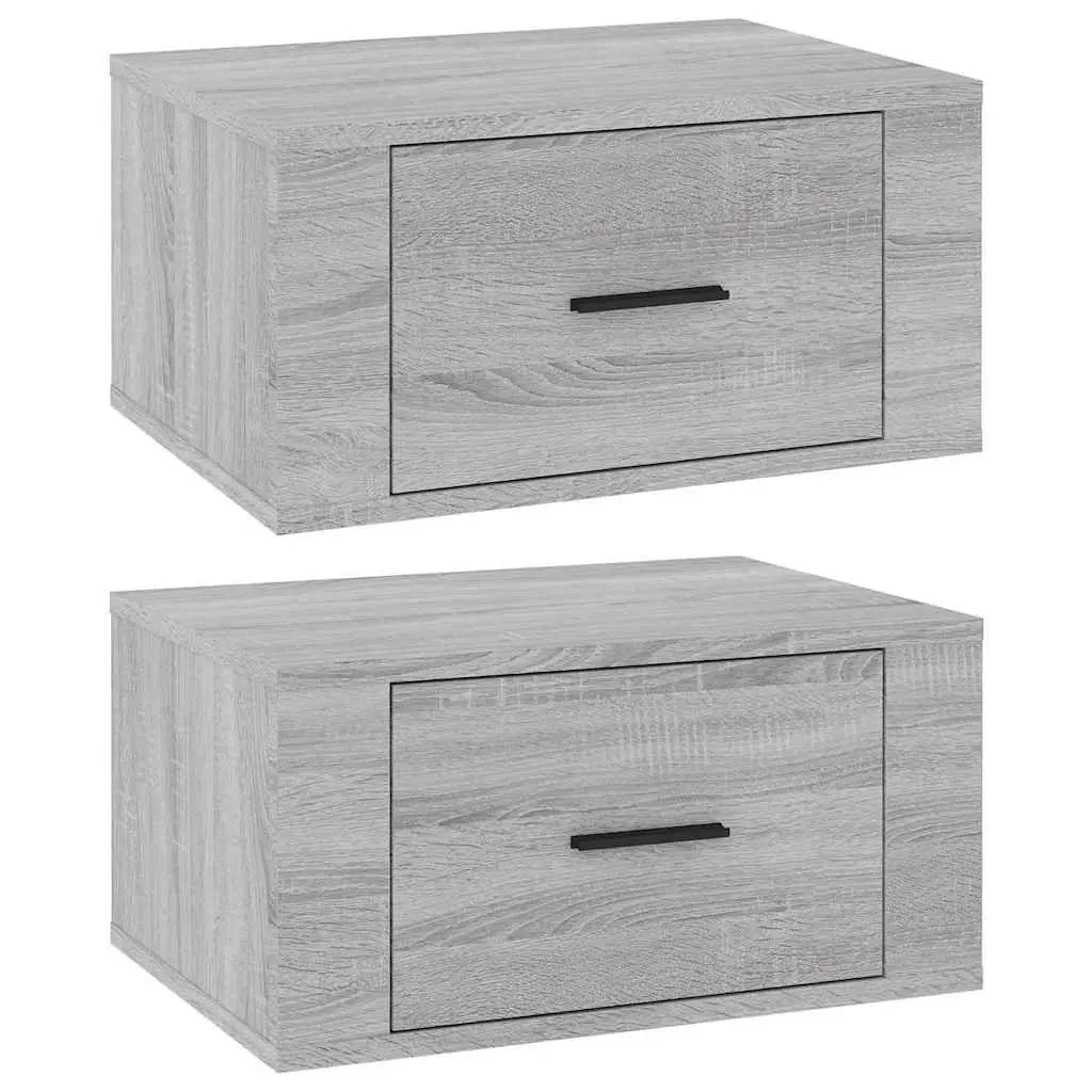 Wall-mounted Bedside Cabinets 2 pcs Grey Sonoma Floating Storage Organiser