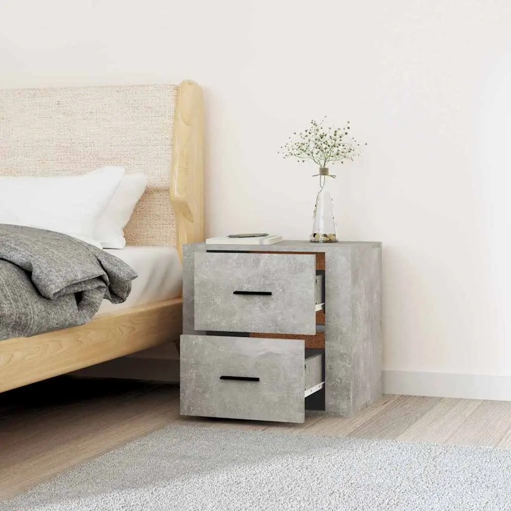 Wall-mounted Bedside Cabinet Grey Floating Nightstand 50W x 36D x 47H cm