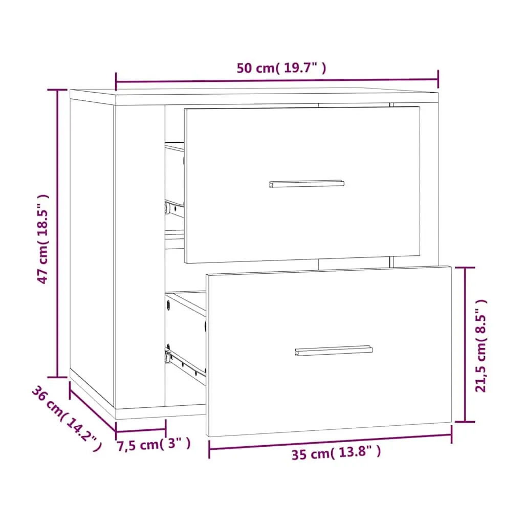 Wall-mounted Bedside Cabinet Brown Oak Storage Floating Bedroom Nightstand