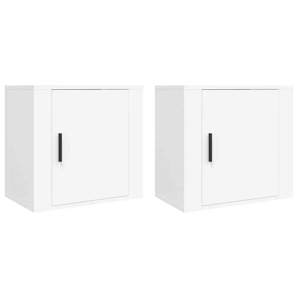 Wall-mounted Bedside Cabinet 2 pcs White Floating Bedroom Storage Organiser