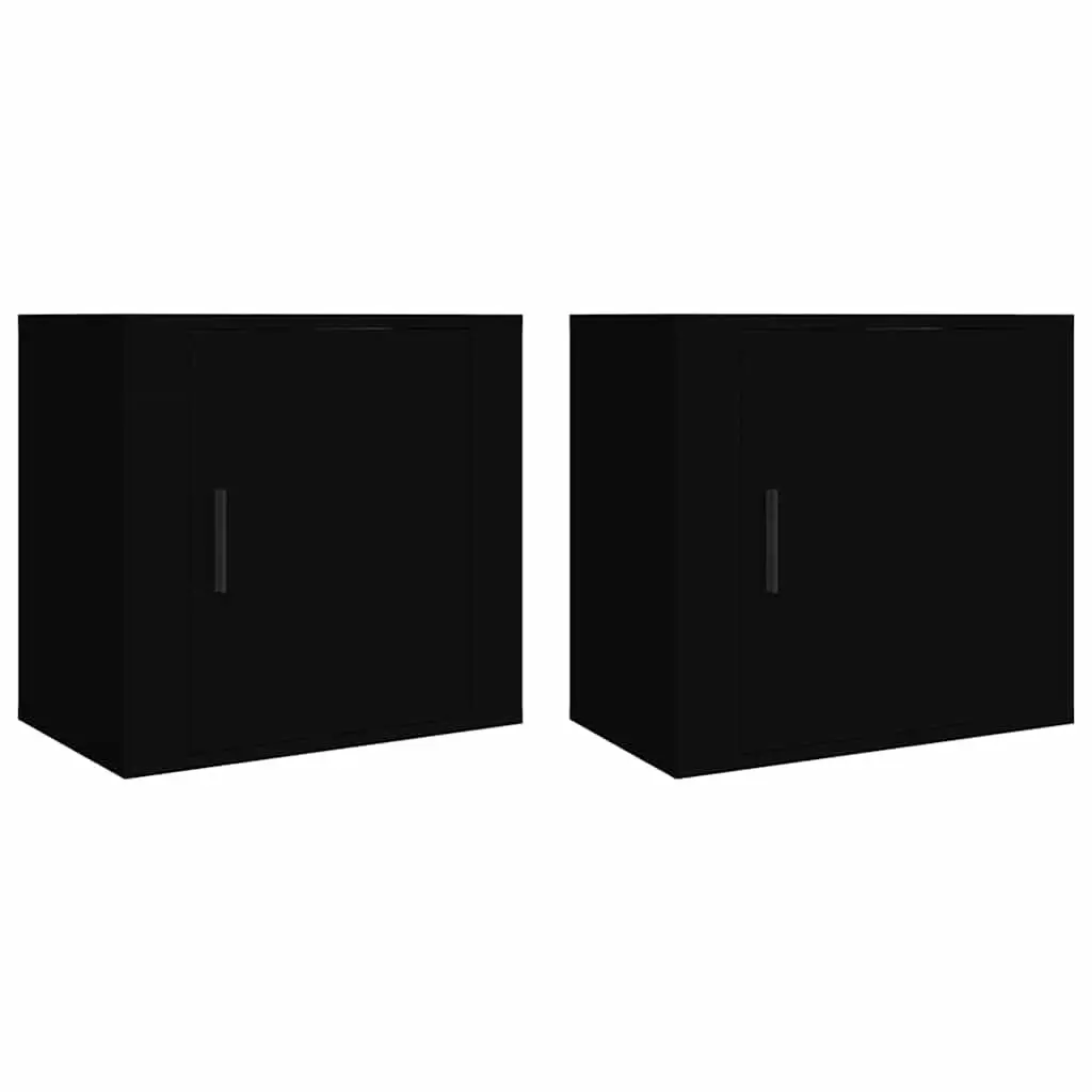 Wall-mounted Bedside Cabinet Black Floating Storage Organiser 50 x 30 x 47 cm 2 pcs