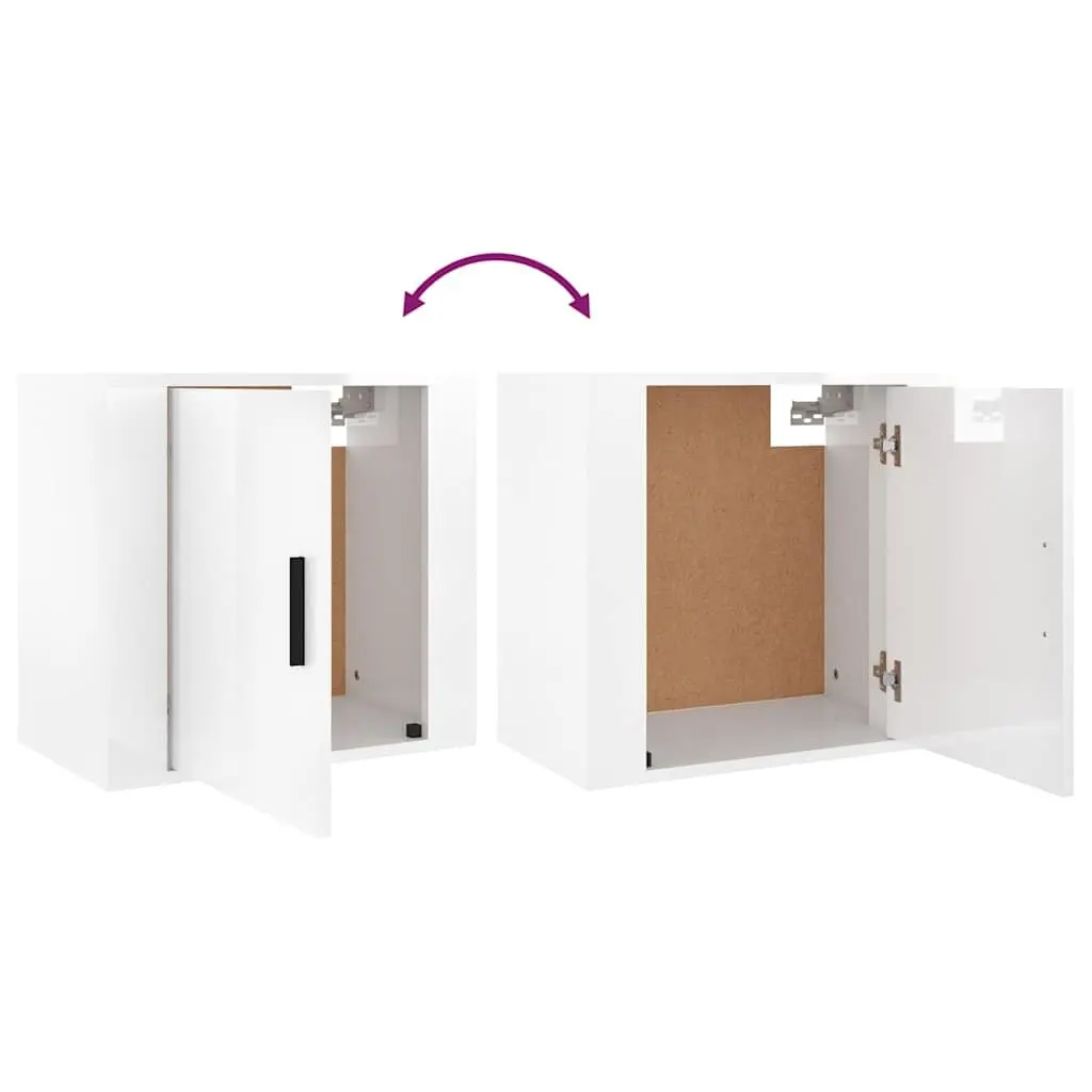 Floating Storage Organiser Wall-Mounted Bedside Cabinet High Gloss White 50W x 30D x 47H cm