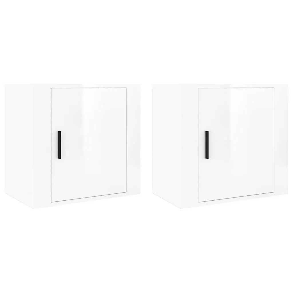 Wall-mounted Bedside Cabinets White Floating Storage Organiser 50cm x 30cm x 47cm 2 Piece