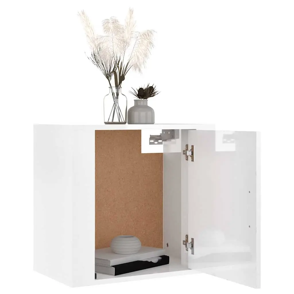 Wall-mounted Bedside Cabinets White Floating Storage Organiser 50cm x 30cm x 47cm 2 Piece