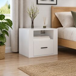 Wall-mounted Bedside Cabinet White Floating Bedside Table Storage Unit