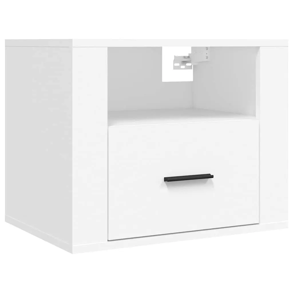 Wall-mounted Bedside Cabinet White Floating Storage Unit 50 x 36 x 40 cm