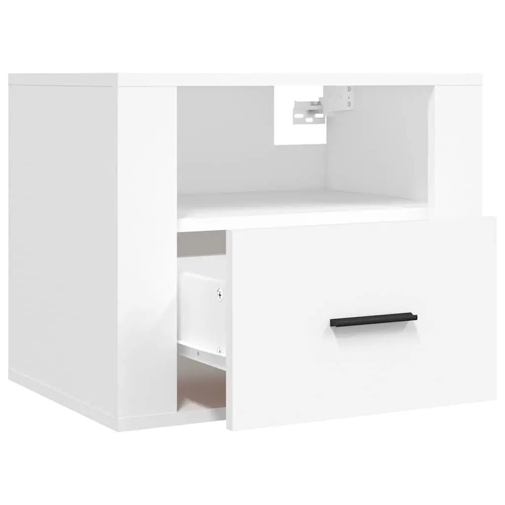 Wall-mounted Bedside Cabinet White Floating Storage Unit 50 x 36 x 40 cm