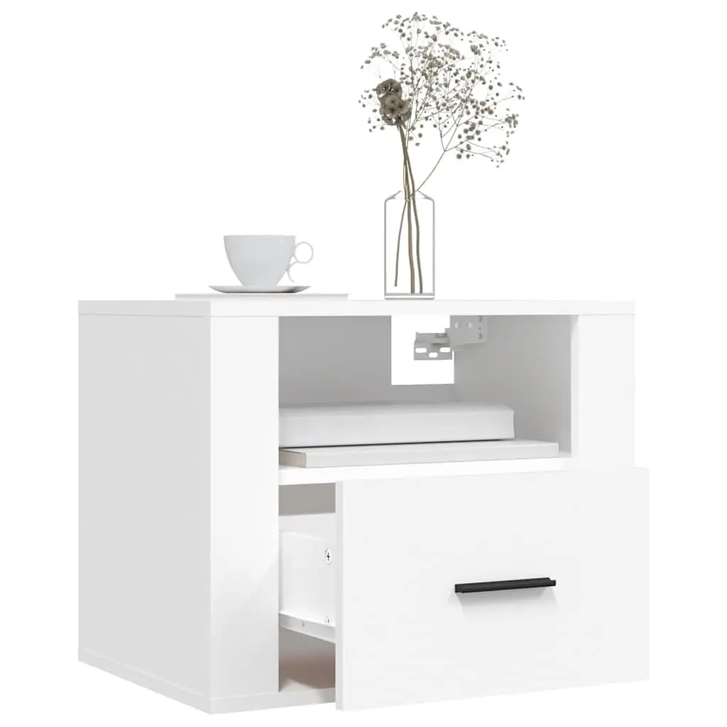 Wall-mounted Bedside Cabinet White Floating Storage Unit 50 x 36 x 40 cm