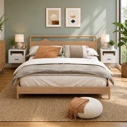 Wall-mounted Bedside Cabinets 2 pcs White Floating Storage Organiser 50x36x40cm