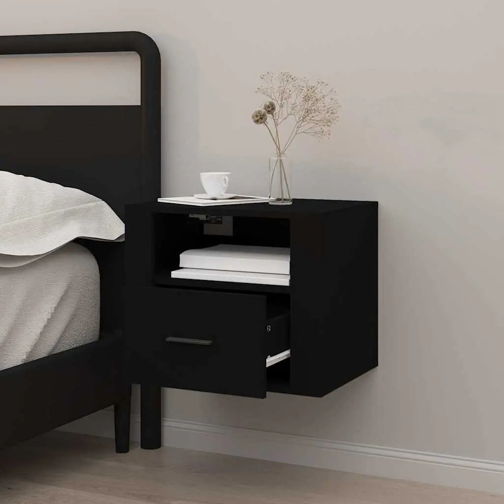 Black Floating Bedside Cabinet