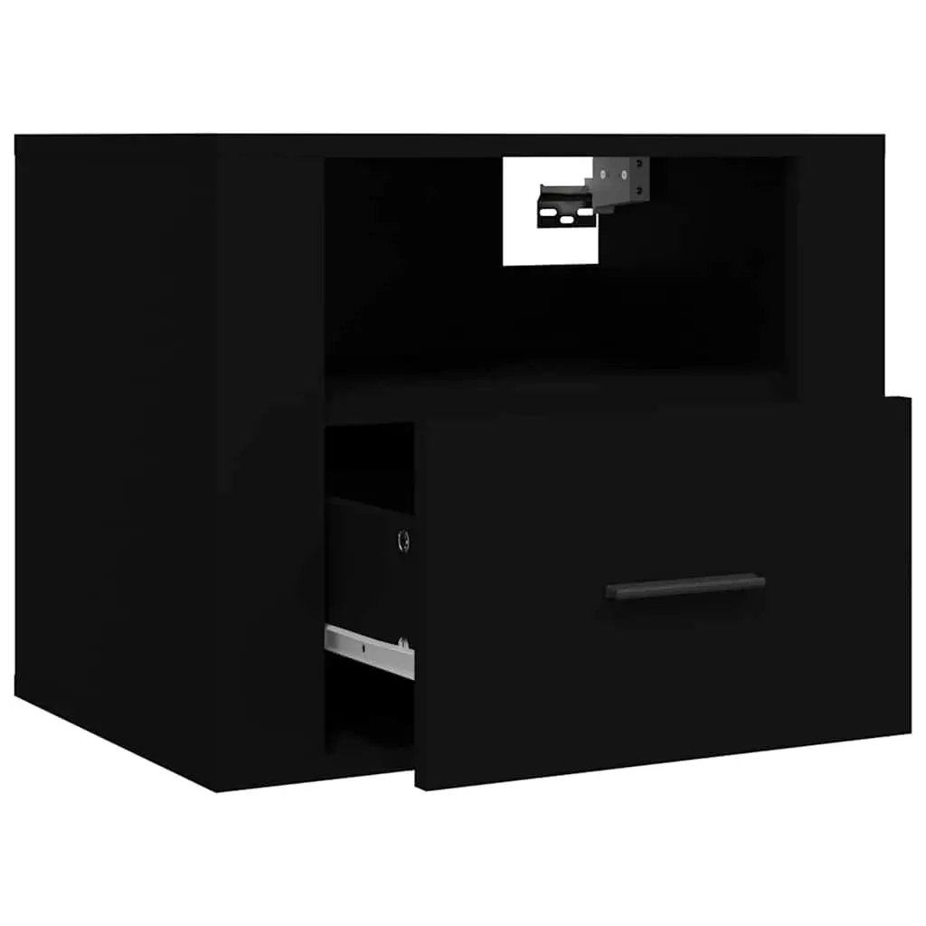 Black Floating Bedside Cabinet