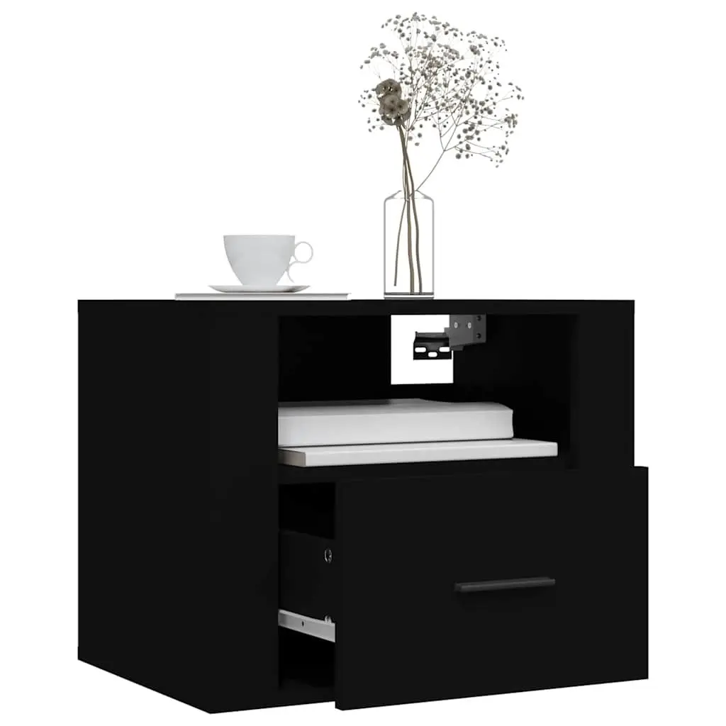 Black Floating Bedside Cabinet