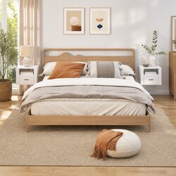 Wall-mounted Bedside Cabinets 2 pcs White Floating Storage Organiser 50x36x40cm