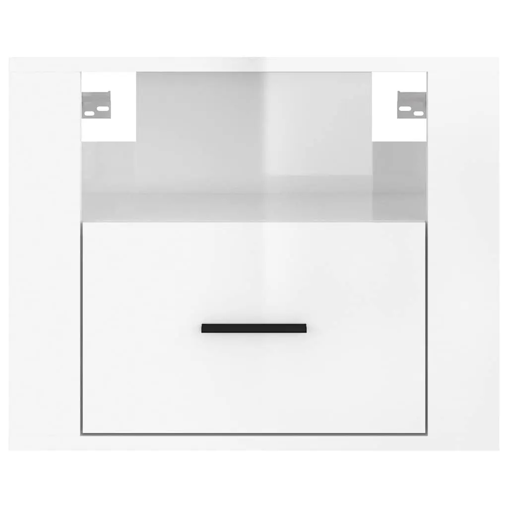 Wall-mounted Bedside Cabinets White Floating Storage Organiser 50x36x40cm 2 Piece
