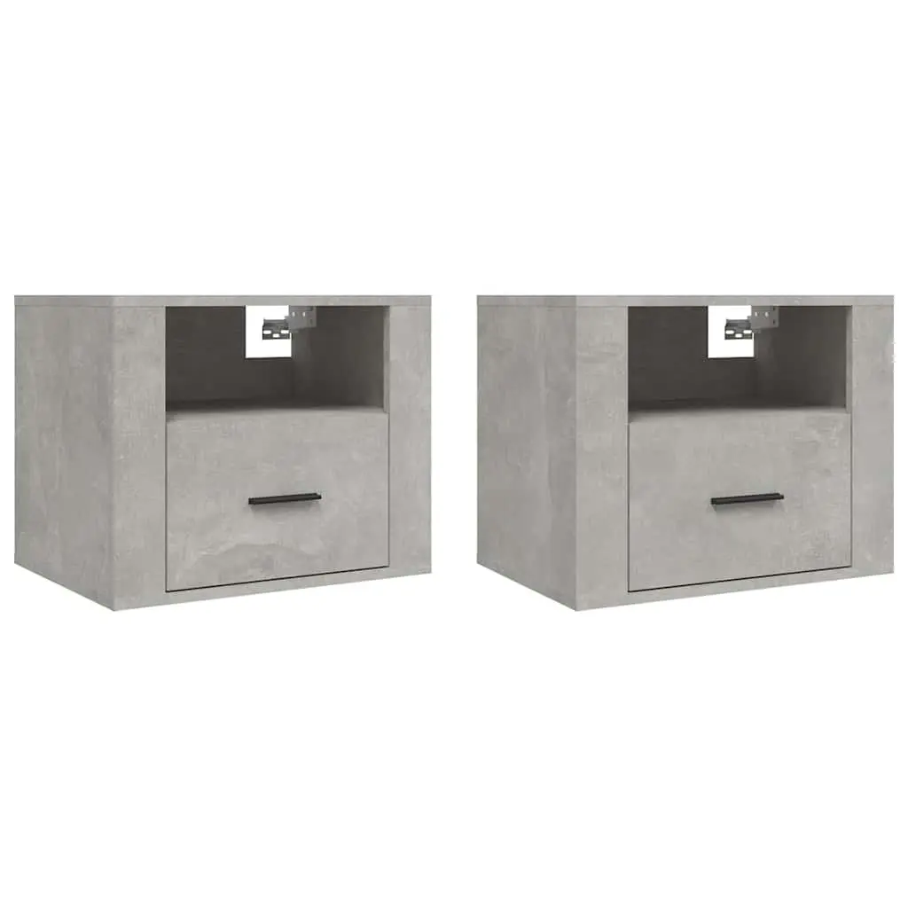 Wall-mounted Bedside Cabinets Grey Floating Storage Shelves 50 x 36 x 40 cm