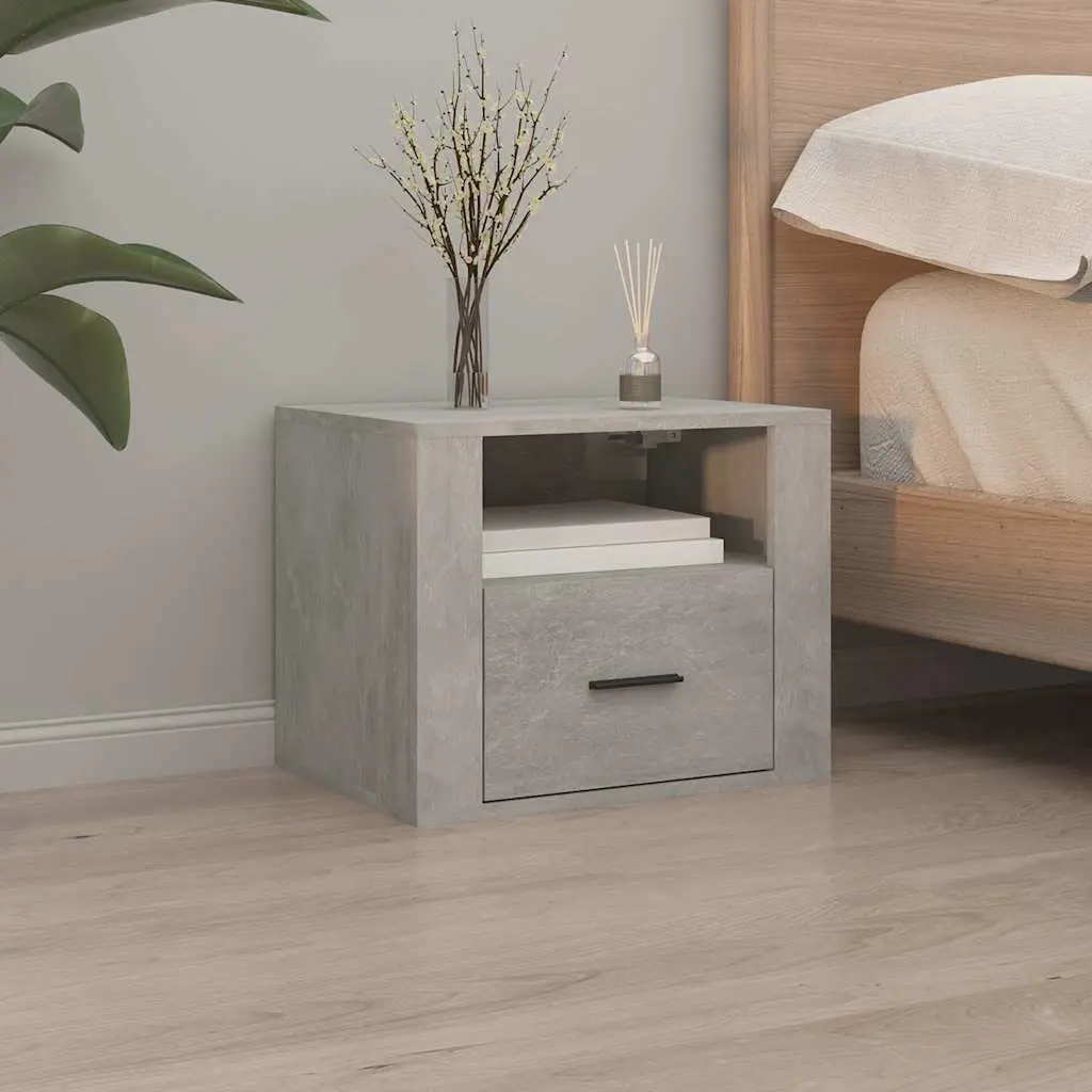 Wall-mounted Bedside Cabinets Grey Floating Storage Shelves 50 x 36 x 40 cm