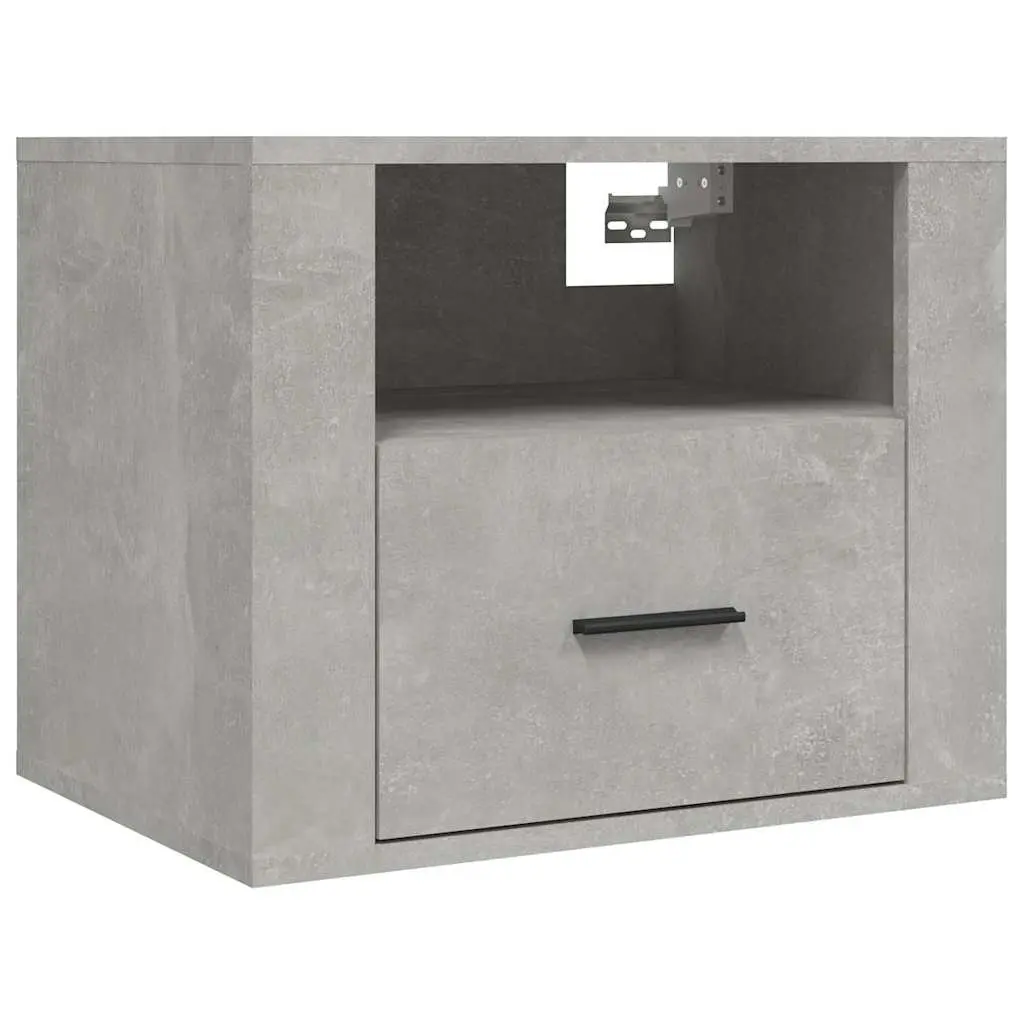 Wall-mounted Bedside Cabinets Grey Floating Storage Shelves 50 x 36 x 40 cm