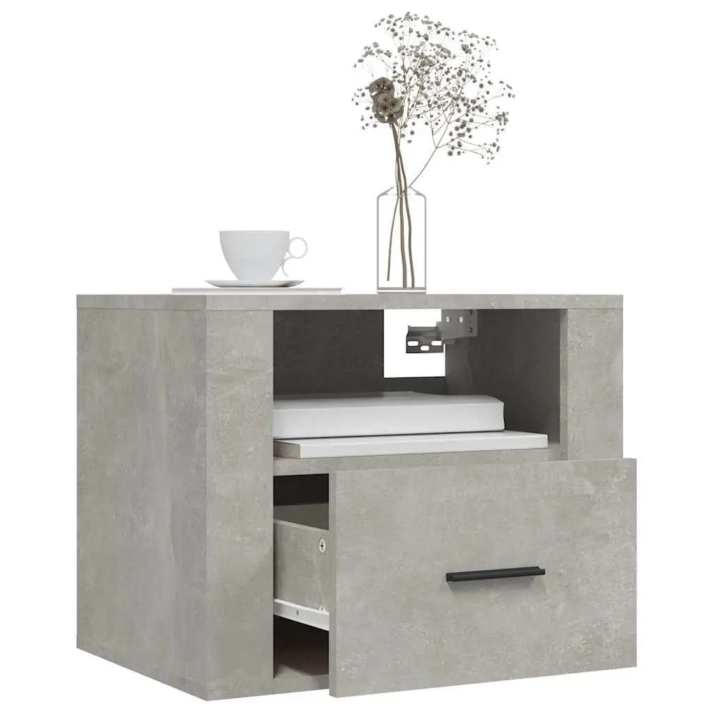 Wall-mounted Bedside Cabinets Grey Floating Storage Shelves 50 x 36 x 40 cm