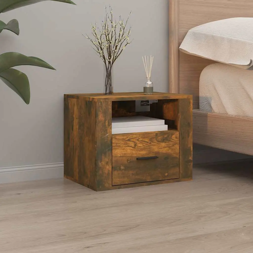 Wall-mounted Bedside Cabinets 2 pcs Brown Floating Storage Organizer 50x36x40cm