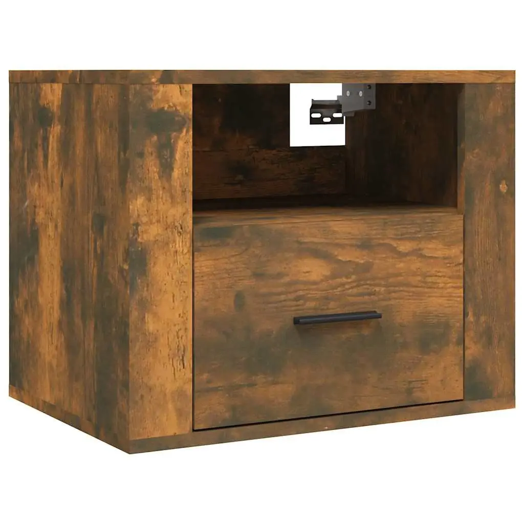 Wall-mounted Bedside Cabinets 2 pcs Brown Floating Storage Organizer 50x36x40cm