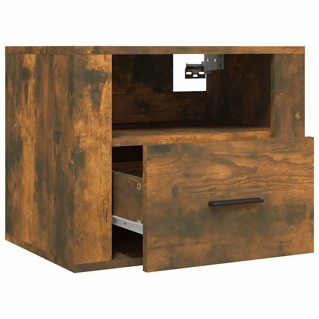 Wall-mounted Bedside Cabinets 2 pcs Brown Floating Storage Organizer 50x36x40cm