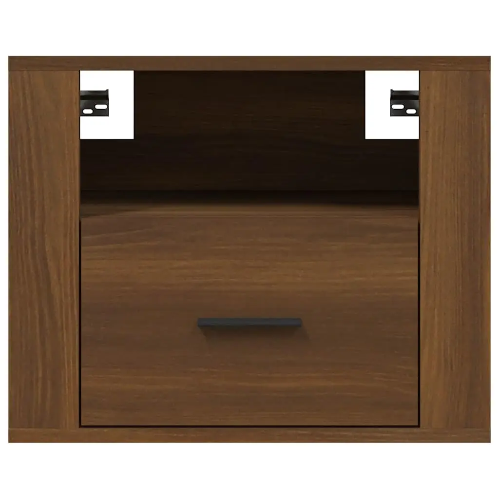 Wall-mounted Bedside Cabinets Brown Floating Storage Organizer 2 Piece