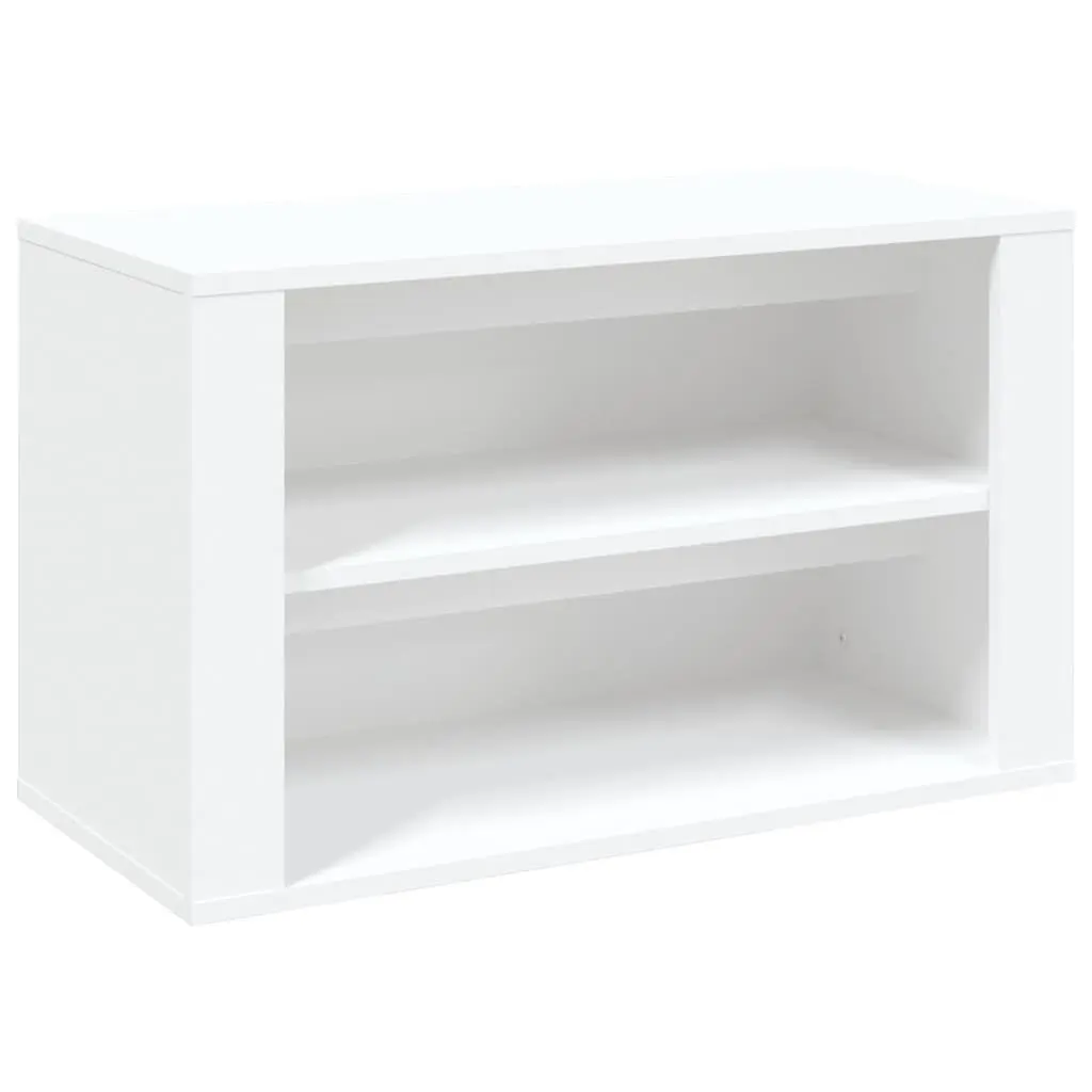Shoe Rack White Engineered Wood 75x35x45cm 2 Compartments