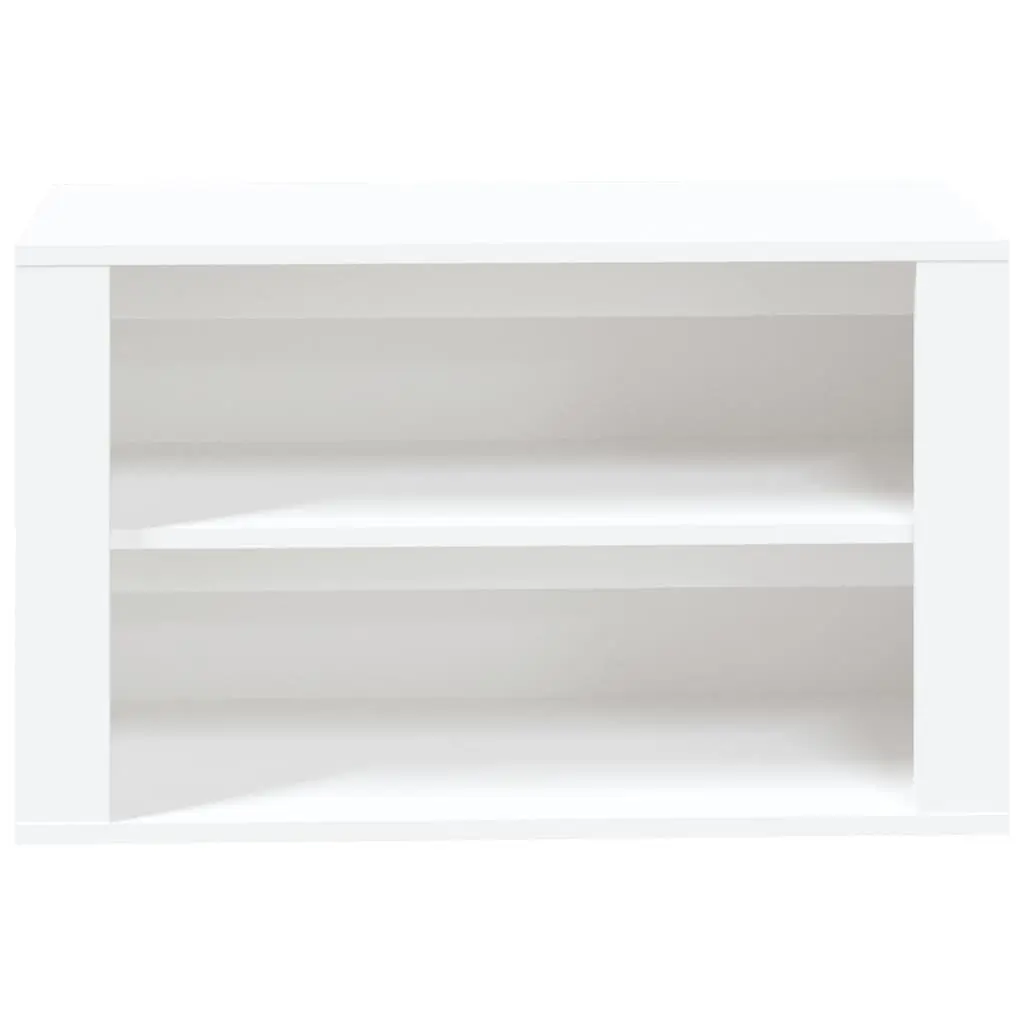 Shoe Rack White Engineered Wood 75x35x45cm 2 Compartments