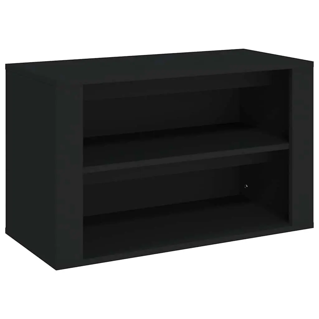 Shoe Rack Black Engineered Wood 2 Compartment Storage Cabinet