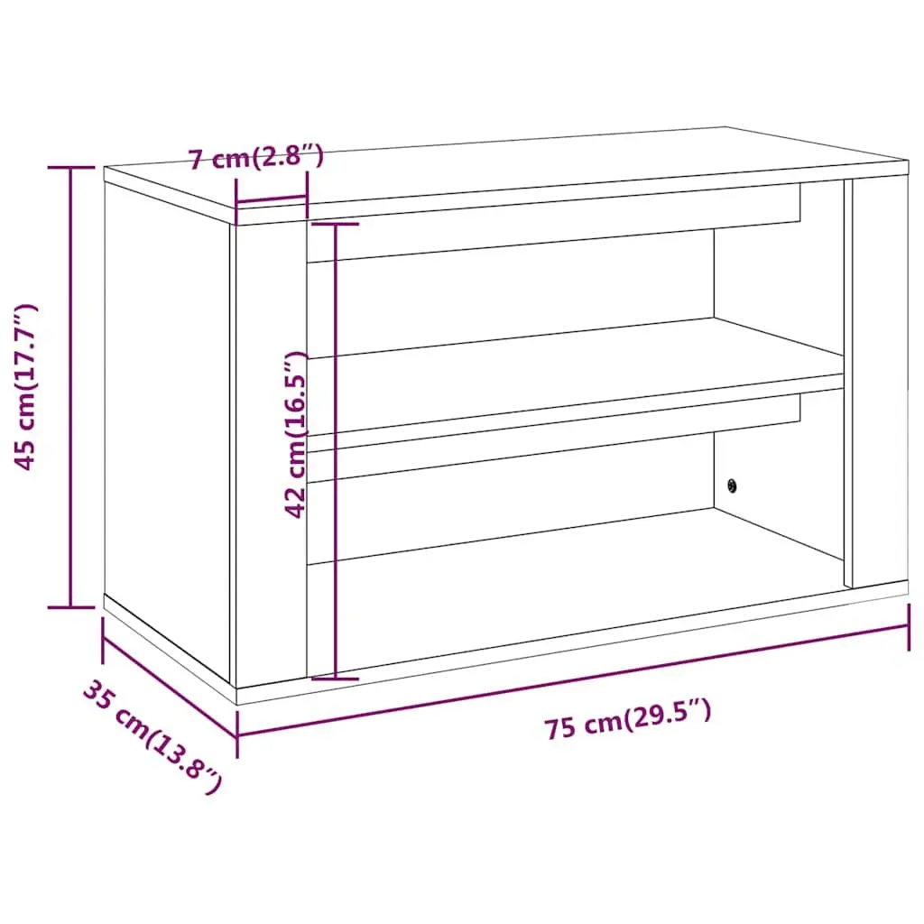 Shoe Rack Black Engineered Wood 2 Compartment Storage Cabinet