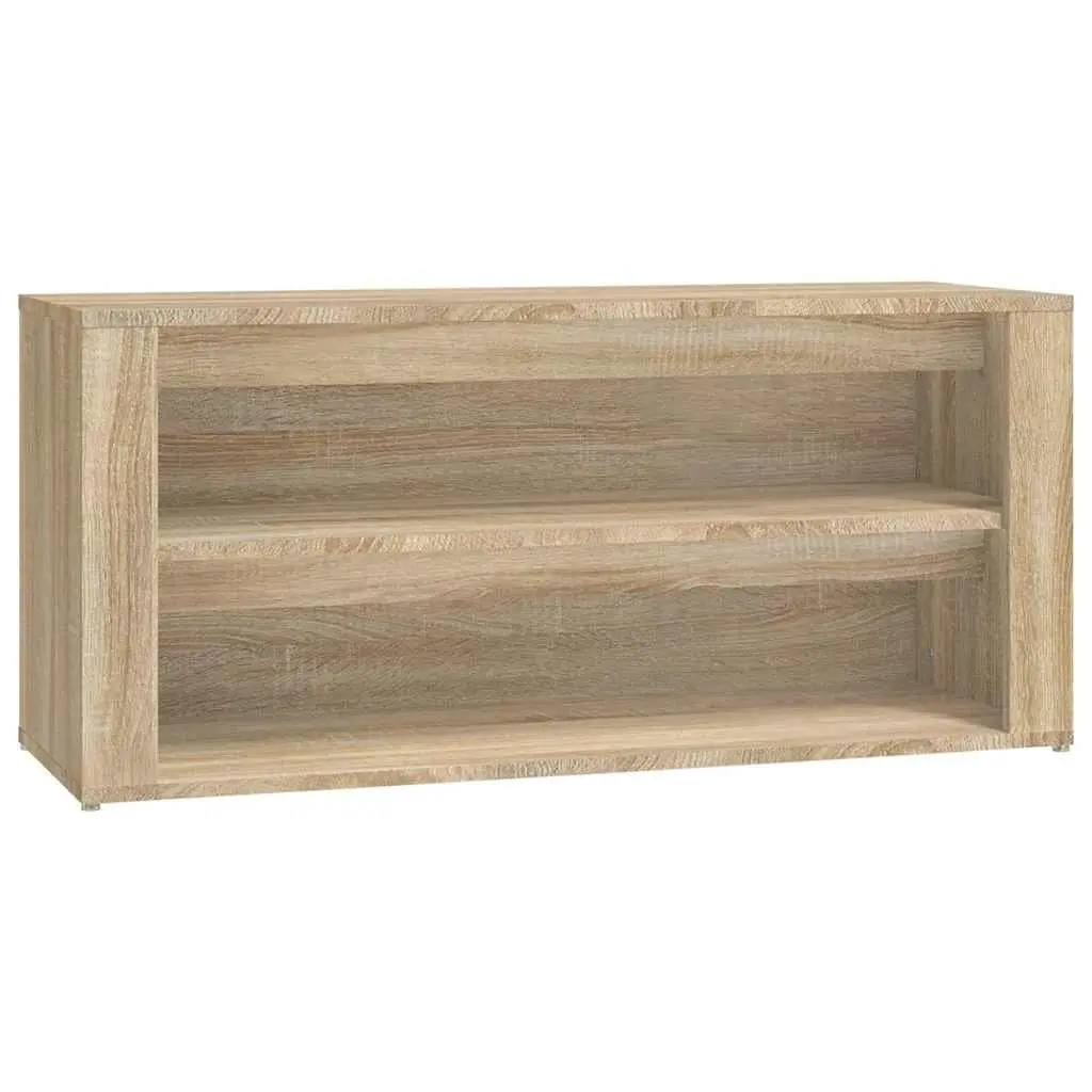 Shoe Organiser Brown Engineered Wood 2 Compartment Storage Rack for Home Use
