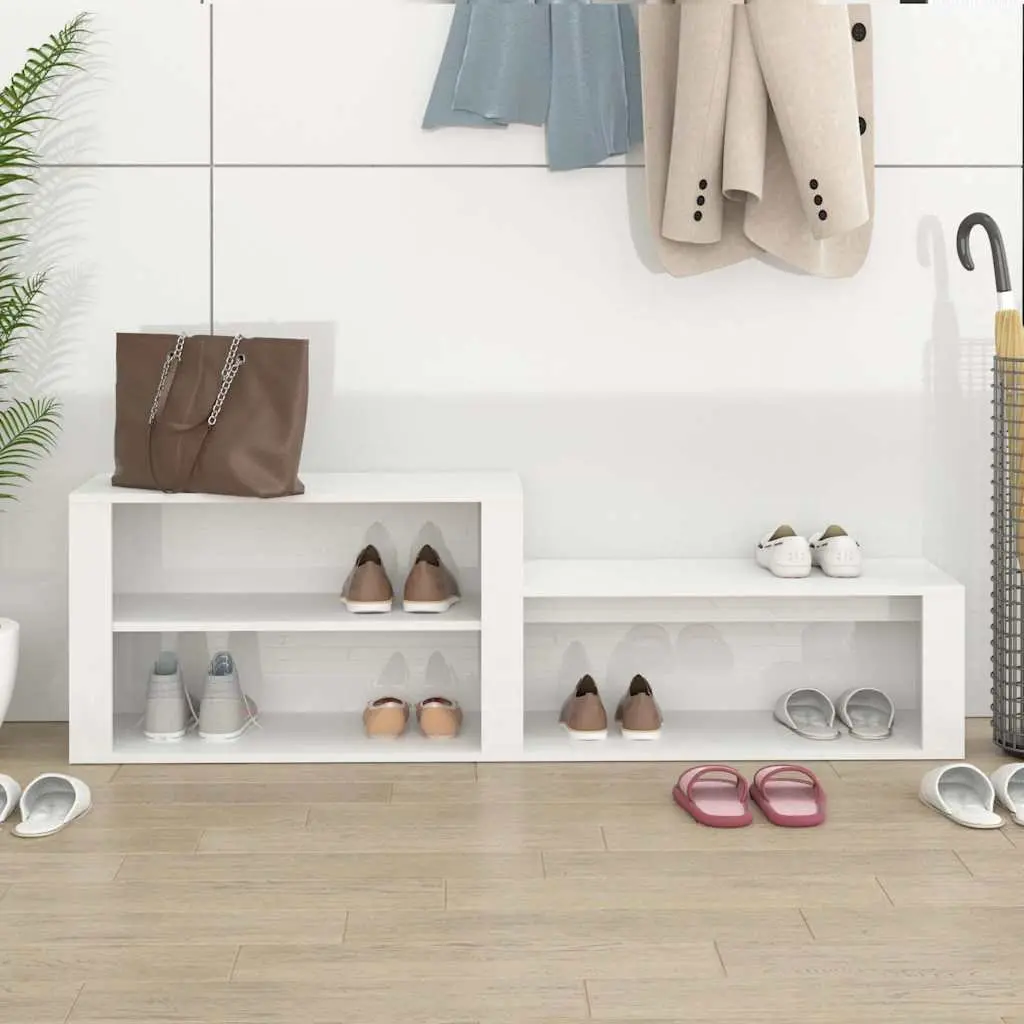 Shoe Cabinet Storage Organiser White Engineered Wood Multiple Compartments 150 x 35 x 45 cm