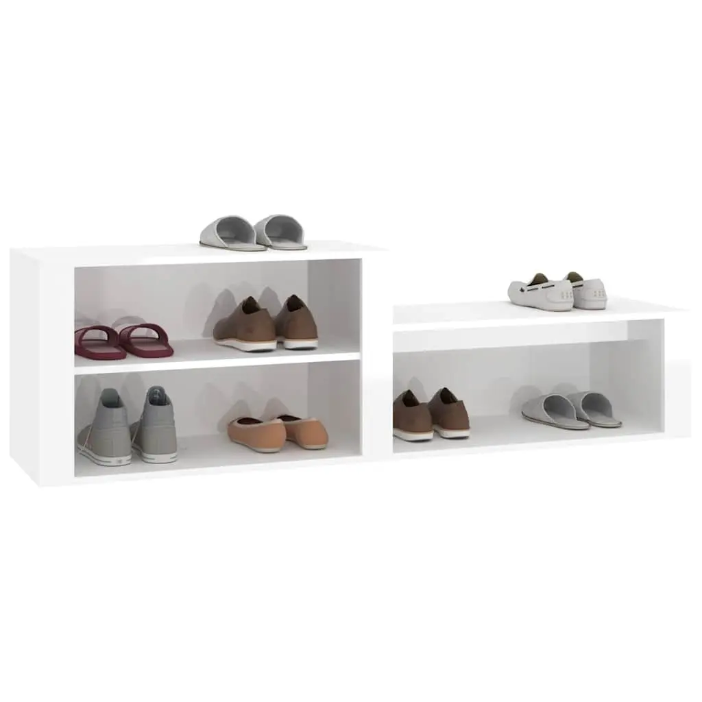 Shoe Cabinet Storage Organiser White Engineered Wood Multiple Compartments 150 x 35 x 45 cm