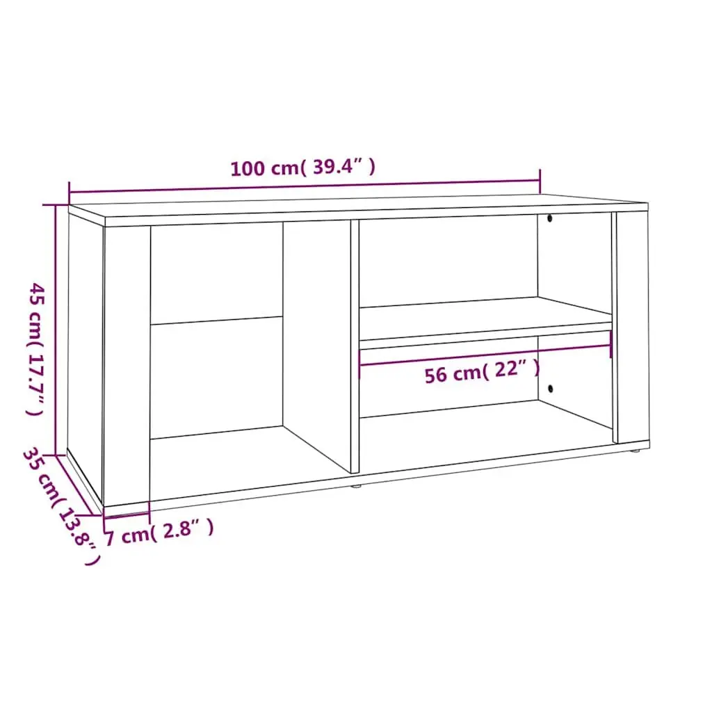 Shoe Cabinet Organiser Brown Engineered Wood Hall Entryway Rack Bench 100 x 35 x 45 cm