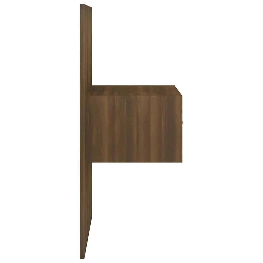 Wall-Mounted Bedside Cabinets in Brown Oak