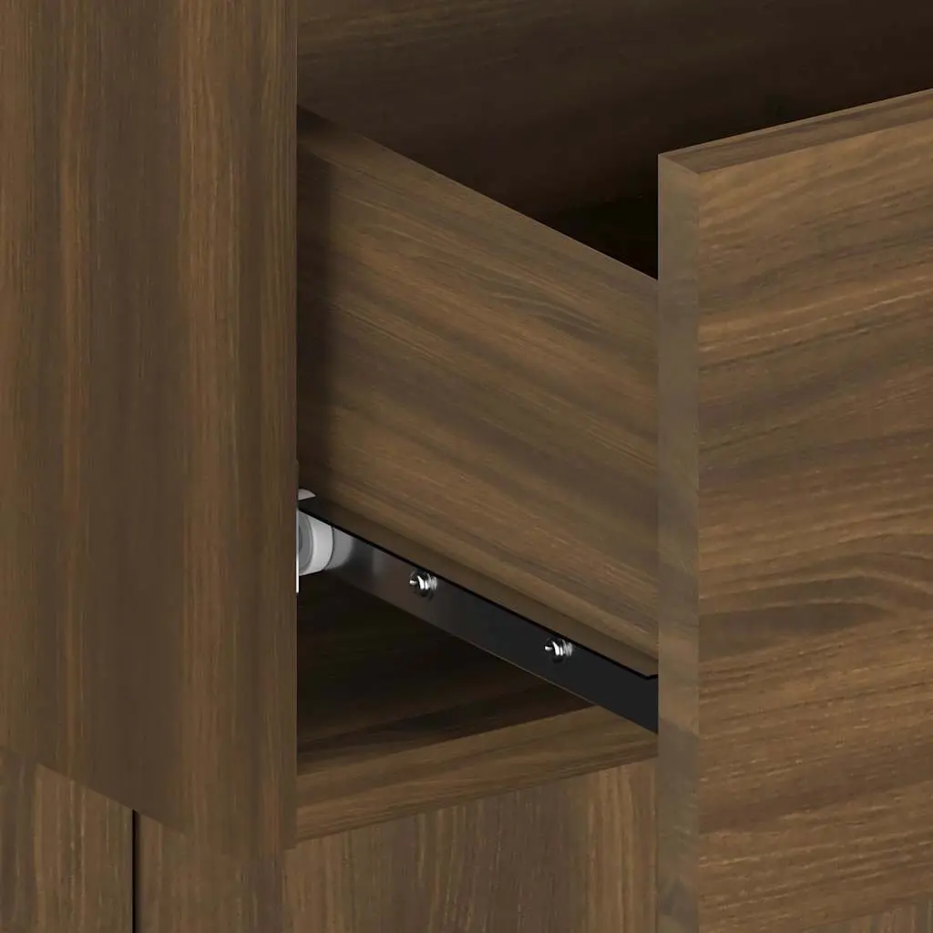 Wall-Mounted Bedside Cabinets in Brown Oak