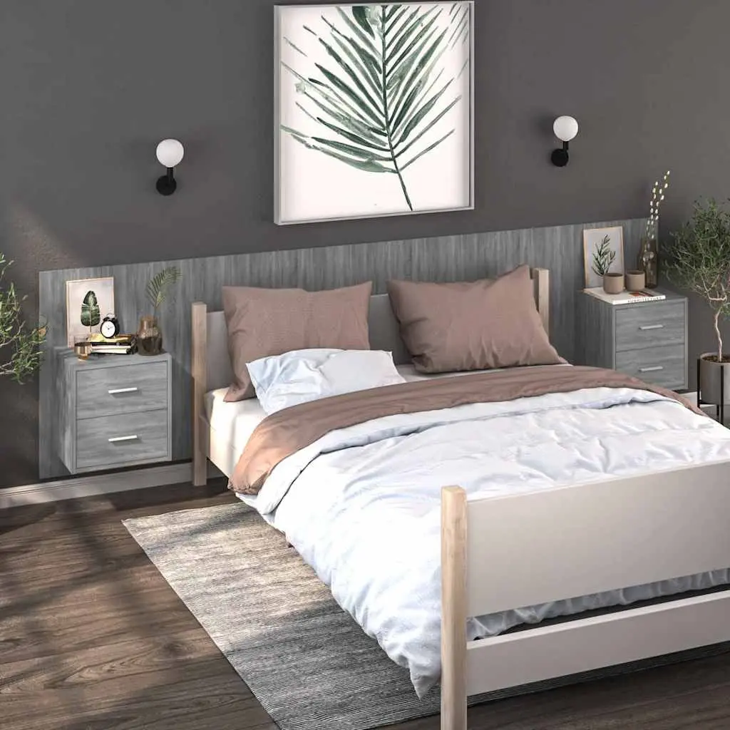 Grey Sonoma Wall-mounted Bedside Cabinet