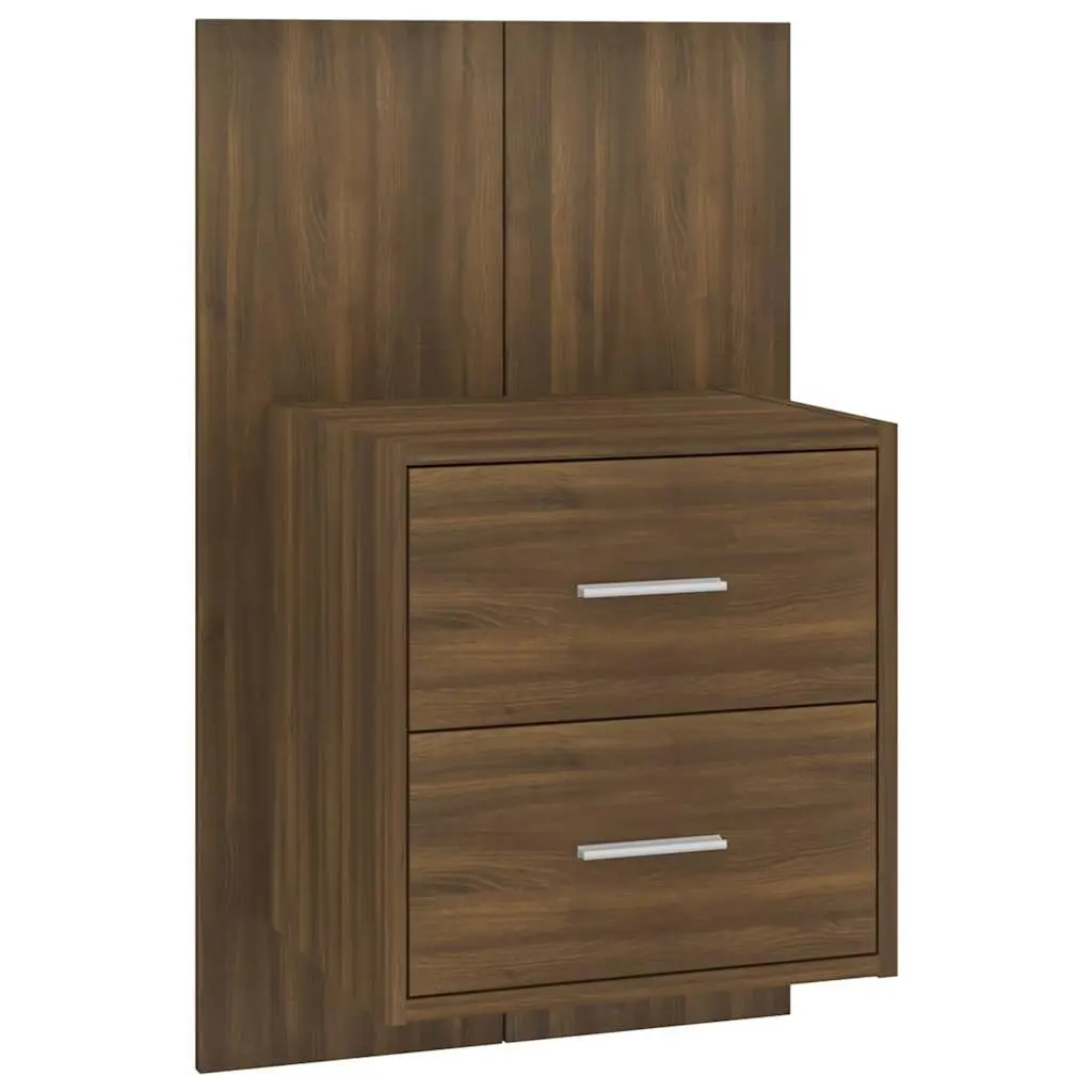 Wall-mounted Bedside Cabinets Brown Oak Floating Storage Units 2 Piece