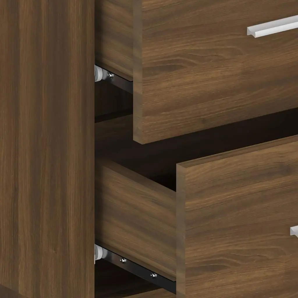 Wall-mounted Bedside Cabinets Brown Oak Floating Storage Units 2 Piece