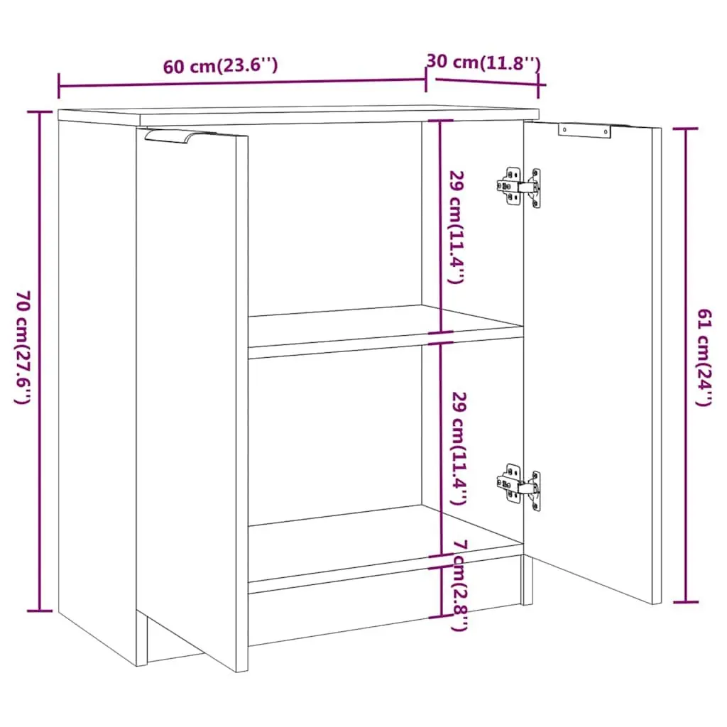 Sideboard Brown Engineered Wood Storage Cabinet 60x30x70 cm