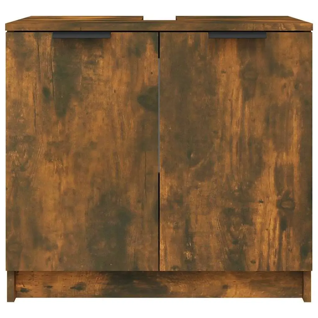 Bathroom Storage Cabinet Smoked Oak Brown Engineered Wood 64.5x33.5x59cm